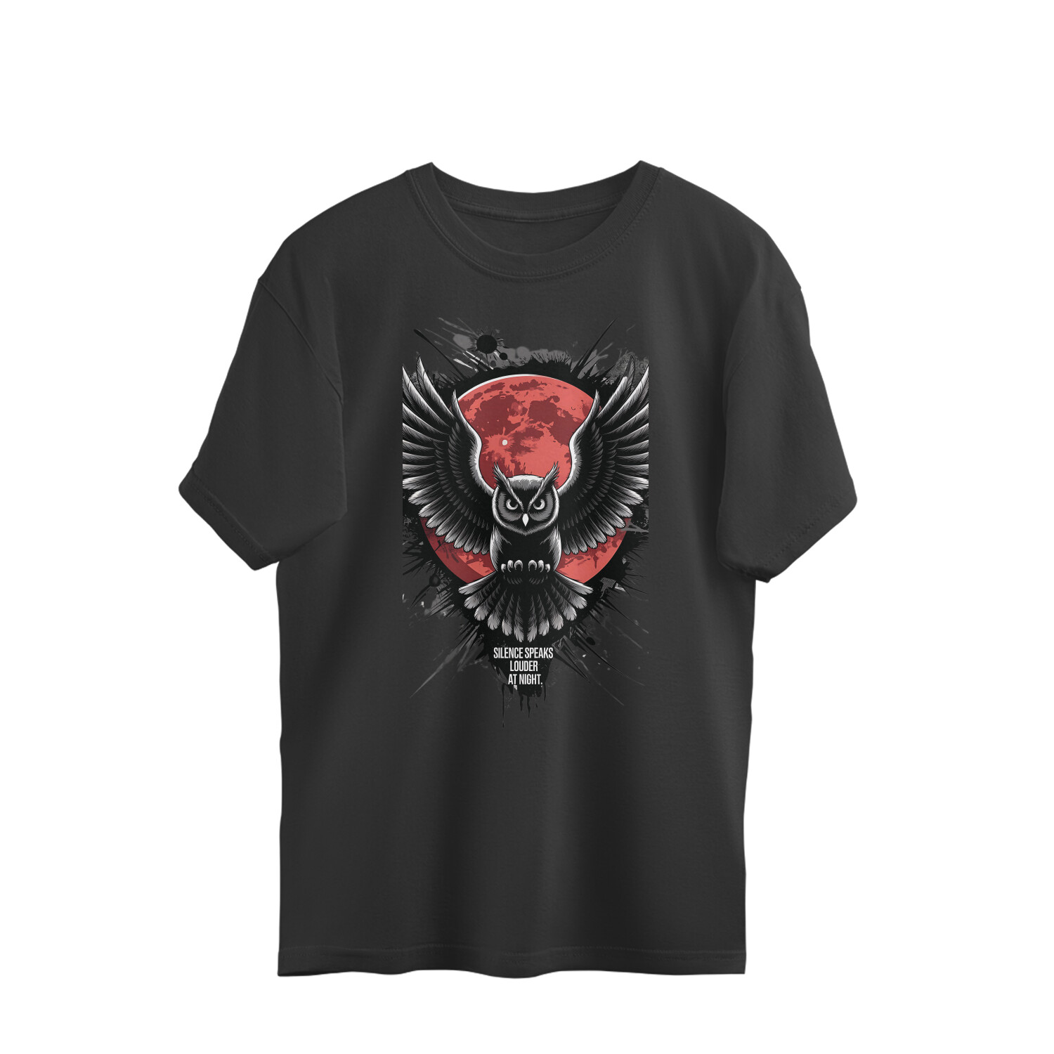 Unisex casual wear featuring an owl illustration on a graphic tee with a modern and versatile design.